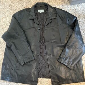 Excelled - Men’s (XXXL, 3XL) Black Button Up Leather Jacket Coat